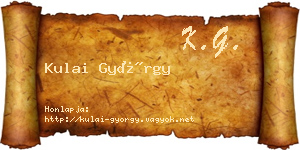Kulai György névjegykártya